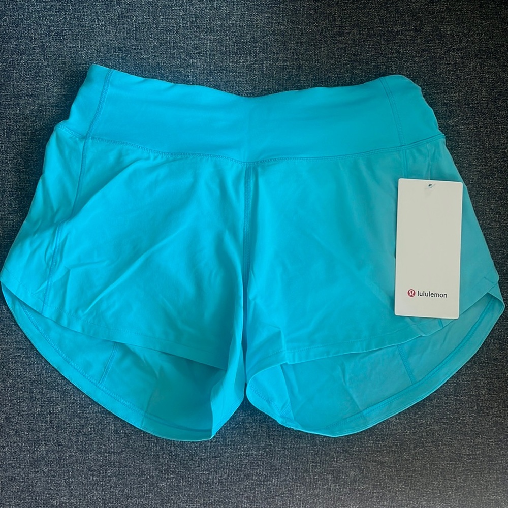 Lululemon speed up shorts electric turquoise size 4